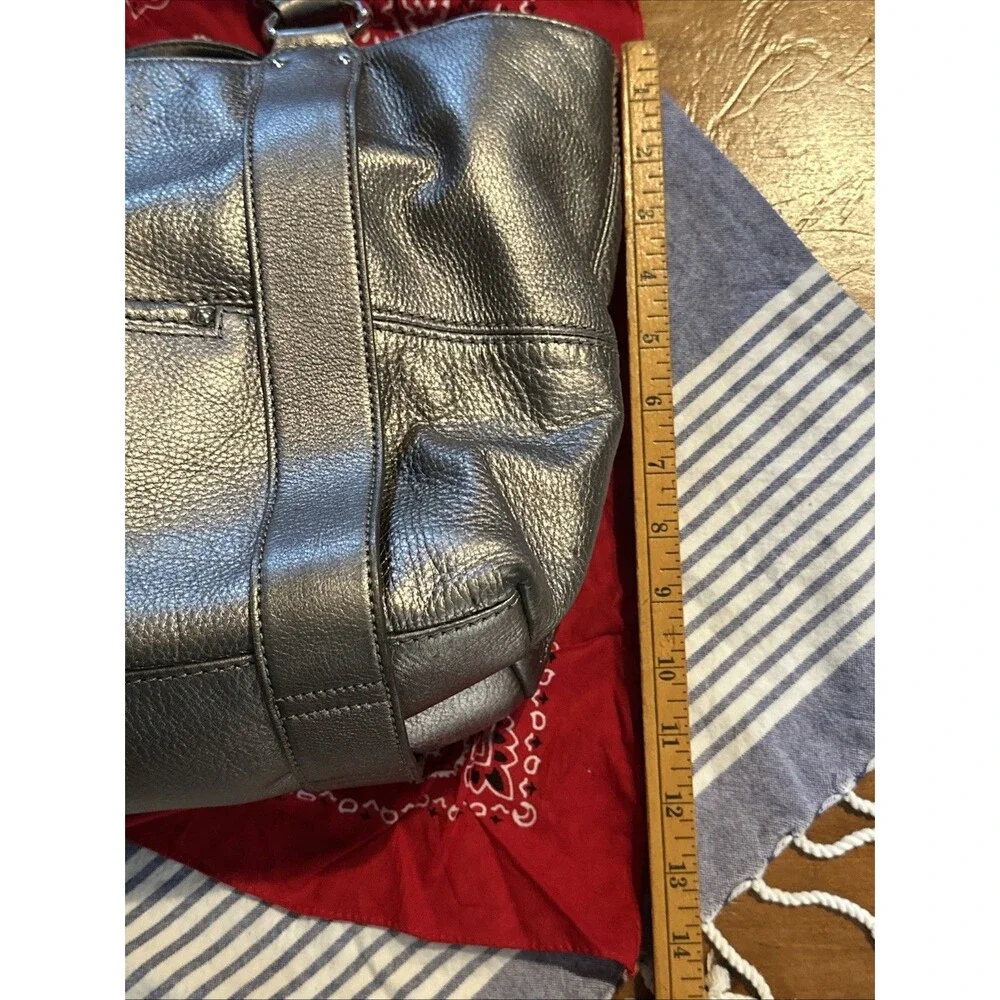 Michael Kors Large Metallic Silver Leather Shoulder Bag